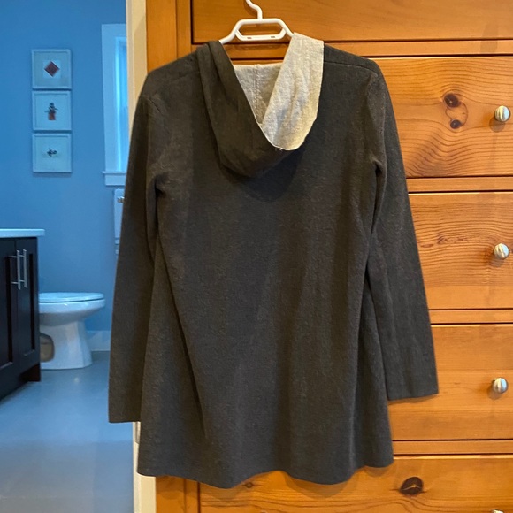 Simons Twik Grey Hooded Open Cardigan Sweater - Picture 2 of 5